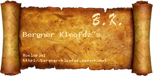 Bergner Kleofás névjegykártya